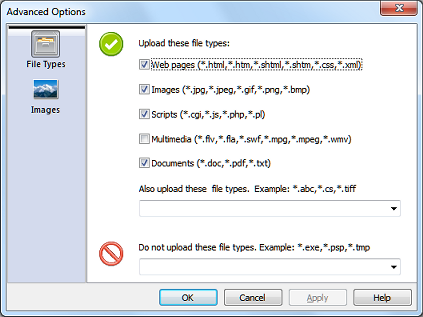 Including and excluding file types