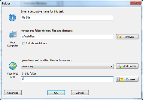 SyncMySite task editor